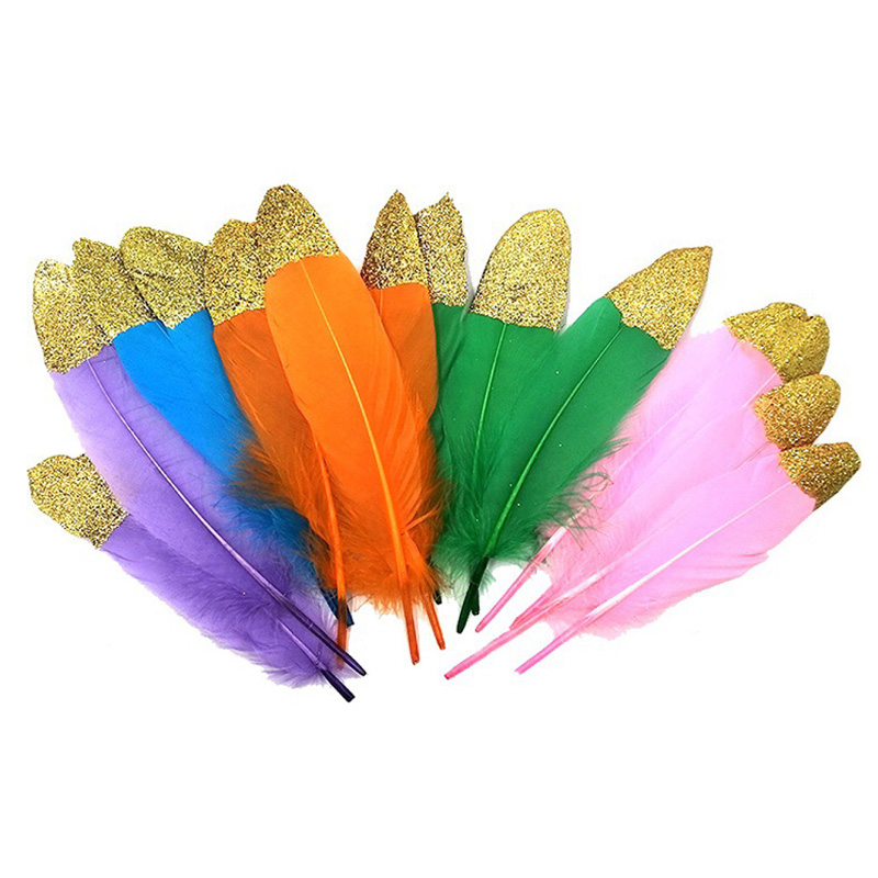 15-20 cm gefärbte goldene Gänsespitze Federn