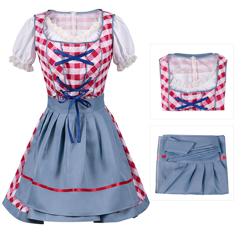 Oktoberfest-Dirndl-Zofenkleid für Erwachsene mit Schürze