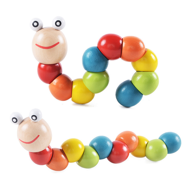 Kinder pädagogische hölzerne Insekten -Wurm -Spielsachen