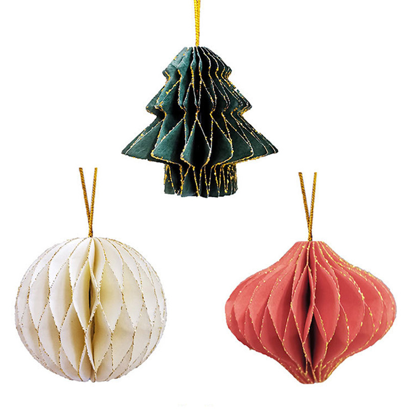 Weihnachtsbaum glänzende Papierwabenkugel-Blumenlaterne