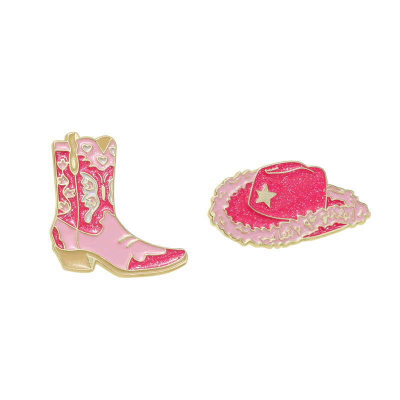 Cowboy-Cowgirl-Hut-Stiefel-Brosche