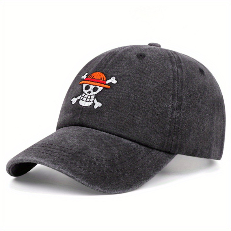 Grenzüberschreitender Anime-Schädel bestickter Baseballkappe
