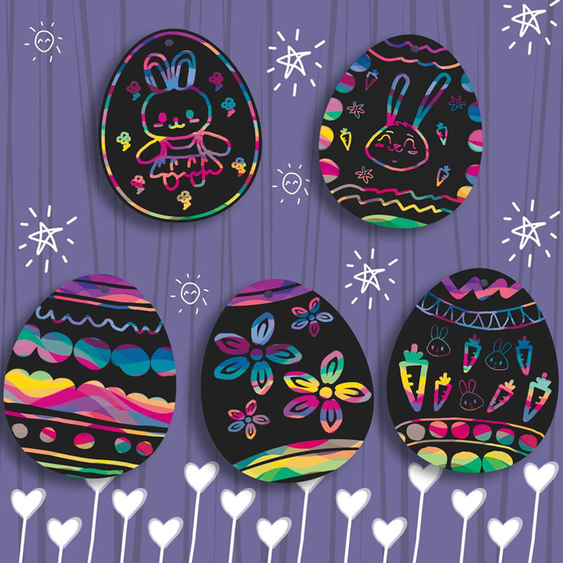 DIY Zeichnen Ostereifarbe Kratzpapier Malerei Sets