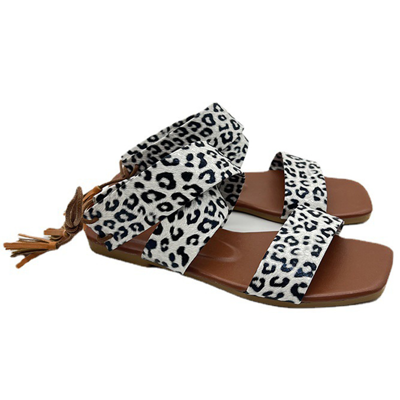 Mode Leopard Sommer Strand flache Sandalen für Frauen