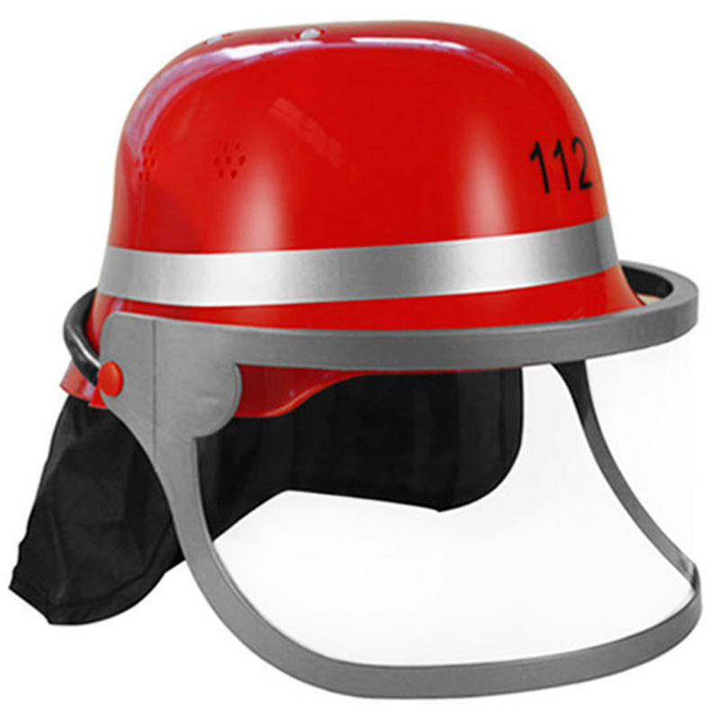 Kinder-Feuerwehrhelm mit Visier, Halstuch, Kinnriemen