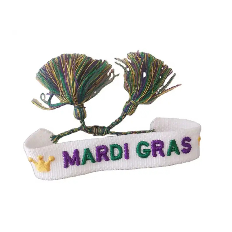 Mardi Gras-Buchstaben-Stickarmbänder