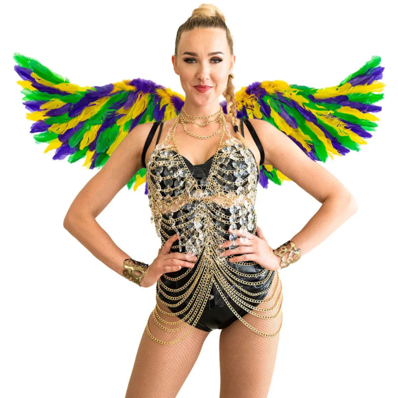 Mardi Gras Mix Colors Turkey Ruff Boa und Party Wings