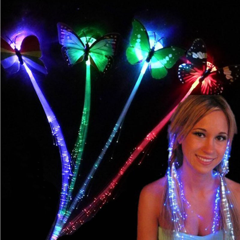 Party Favours Licht blinkende Glasfaser-LED-Haarzopf