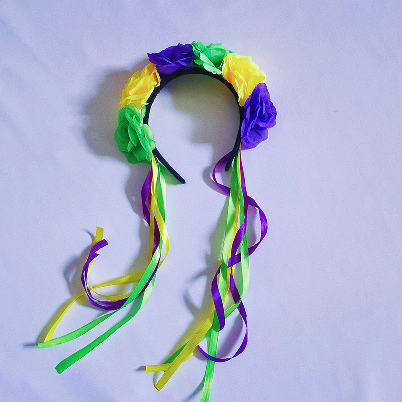 Lila gelbgrüne künstliche Blüten Grosgrain Ribbon Stirnband