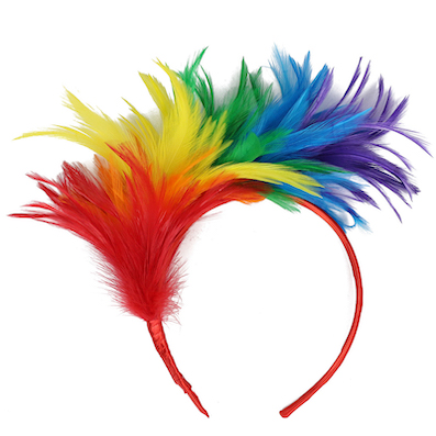 Regenbogen-Feder-Stirnband, Diadem, Haarspange, Party-Dekoration, Regenbogen-Farben-Stirnband