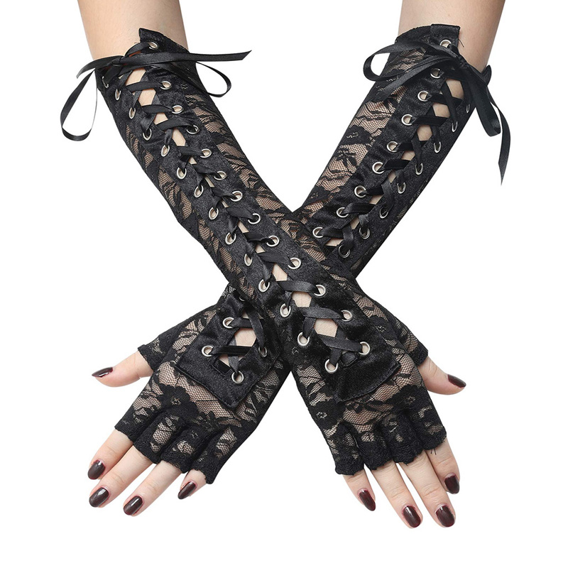 Band Fingerlose Netz-Mesh-Etikette-Partyhandschuhe