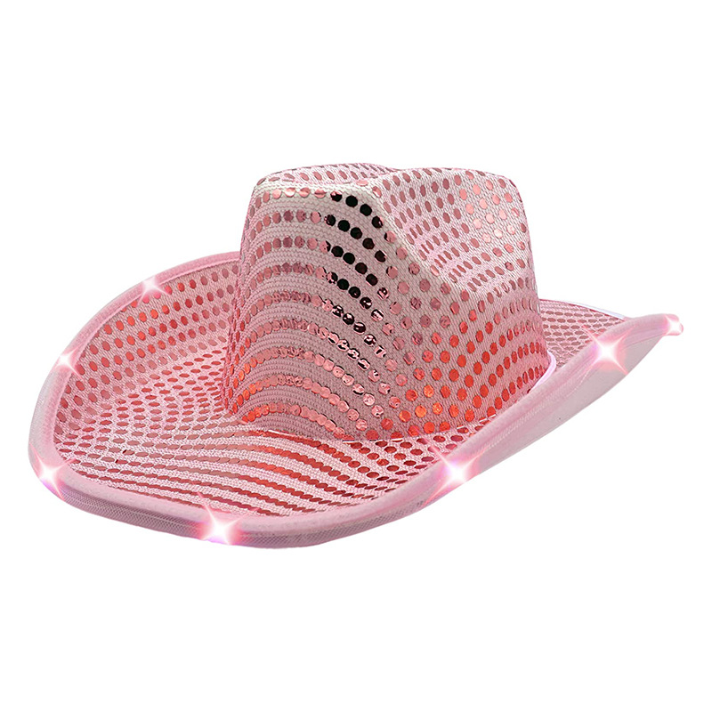 Pailletten Cowboyhut mit LED -Licht