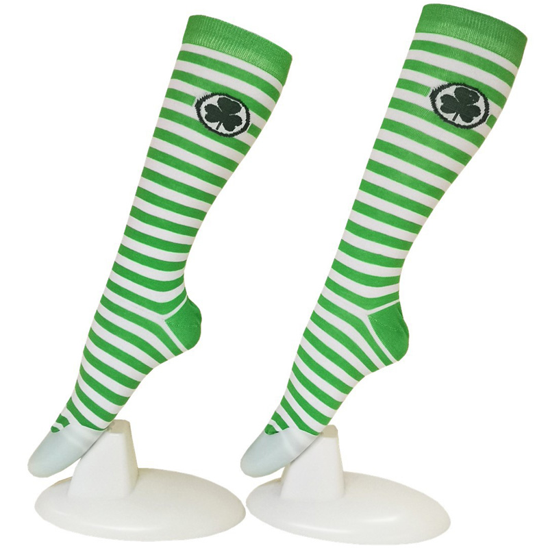 St. Patrick's Shamrock Irish Striped Knie High Socken