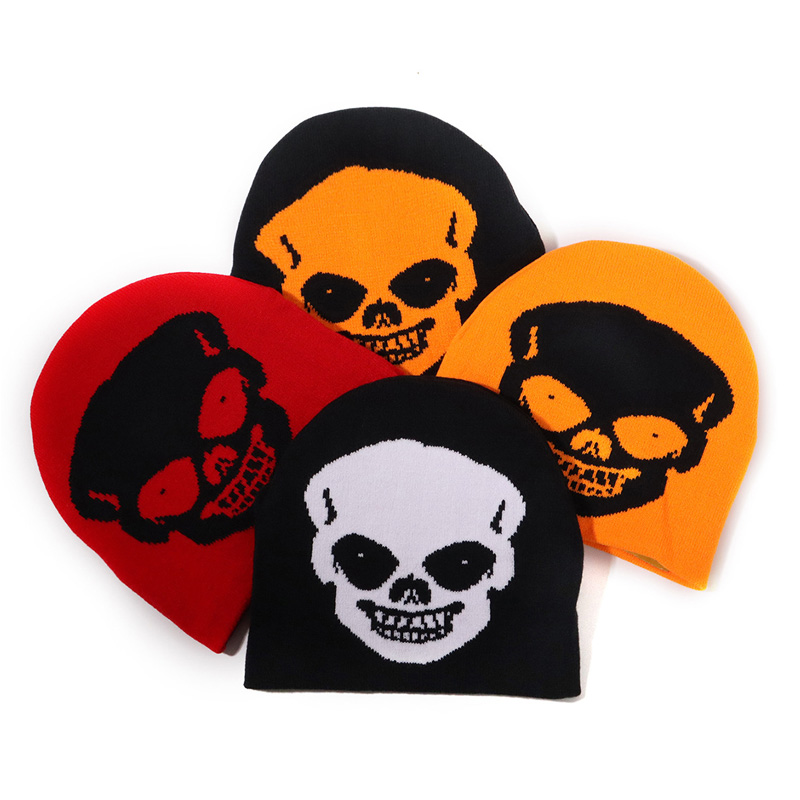 Warmer Halloween -Schädel Jacquard Strick Mütze Hut