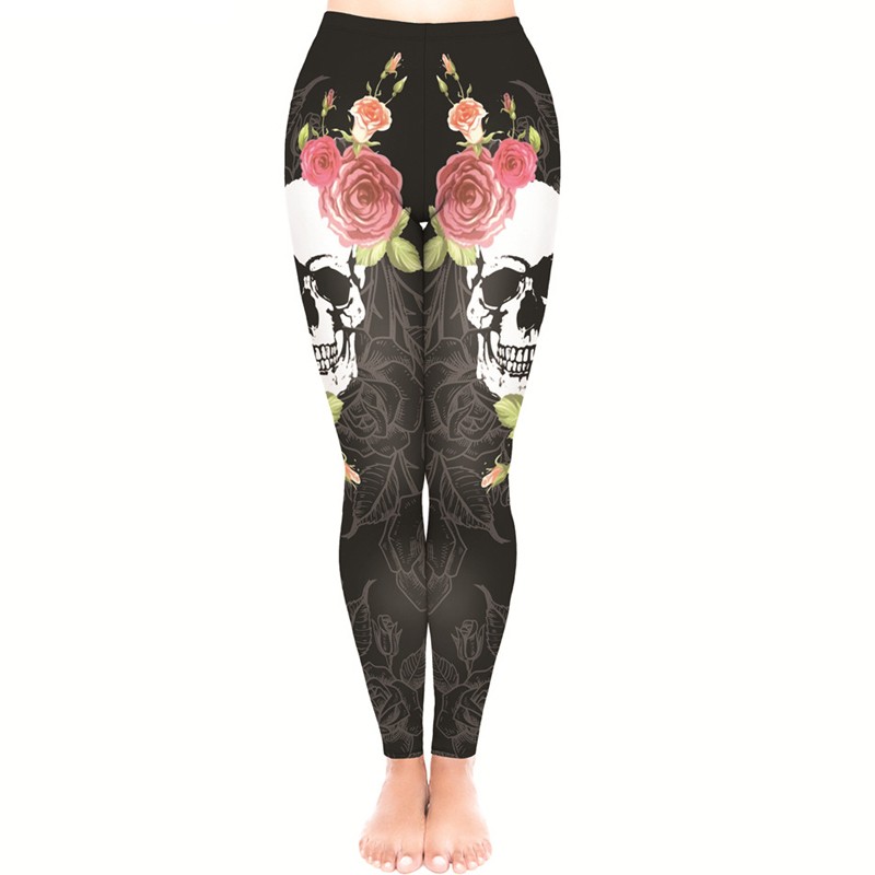 Damen-Sporthose mit Totenkopf-nahtlos bedruckten Leggings